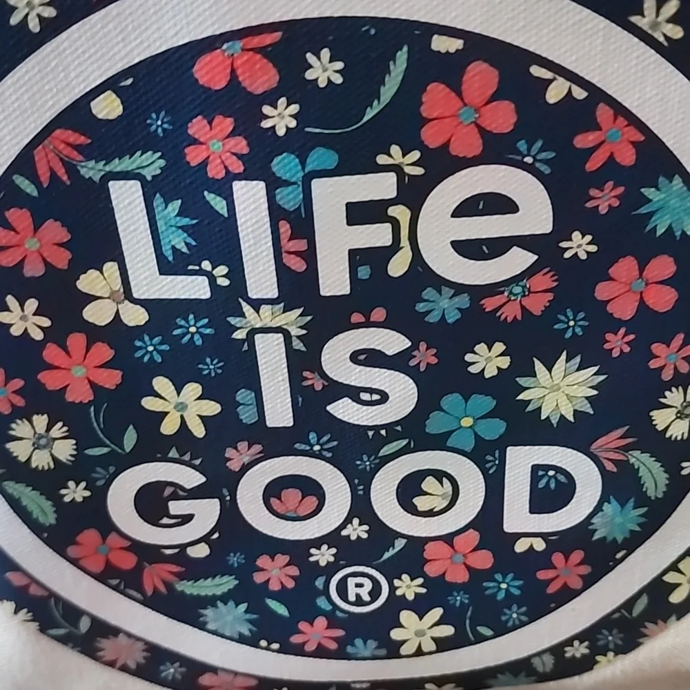 Life Is Good Cream and Navy Canvas Tote Bag - Picture 2 of 8